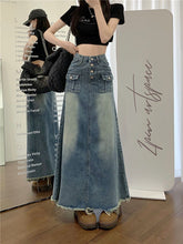 Langer Jeansrock im Vintage-Look